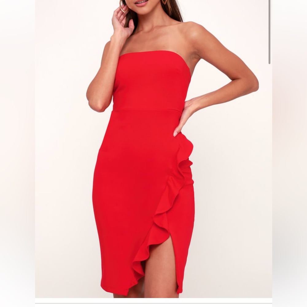Red ruffled dress